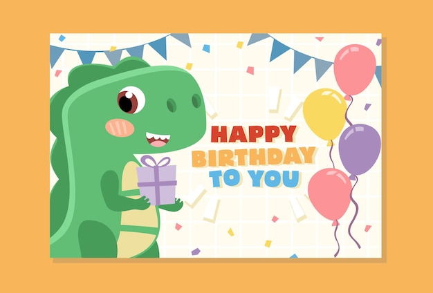 Vecteur vecteur anniversaire tyrannosaurus dino invitations carte mignon bébé dinosaure