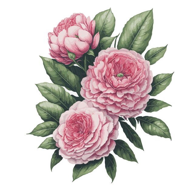 Vecteur aquarelle Camelia pitardiipink clipart floral