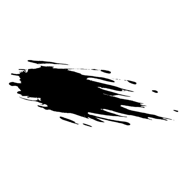 Vecteur aquarelle peint coup de pinceau noir élément de conception dessiné à la main isolé sur fond blanc