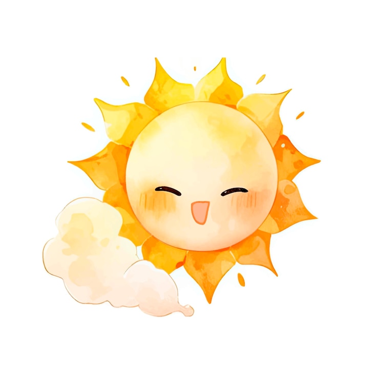 Vecteur vecteur aquarelle souriant soleil mignon