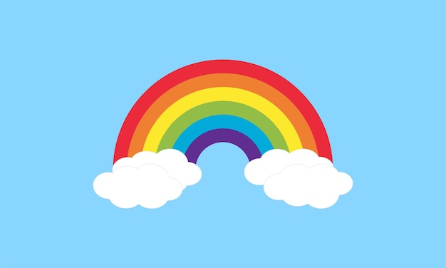 Vecteur d'arche arc-en-ciel avec icône de nuages. Signe de bande de spectre de couleur pour logo vectoriel enfants