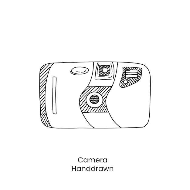 Vecteur D'art En Ligne Dessiné à La Main De L'ancienne Caméra Analogique Classique