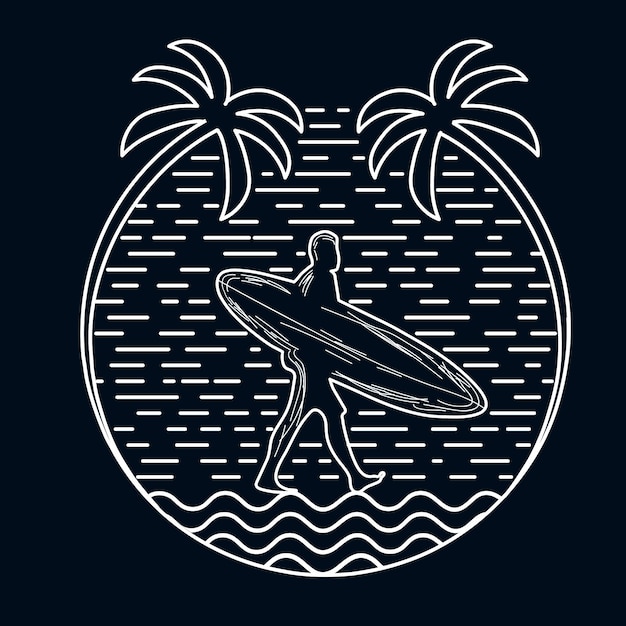 Vecteur D'art De Ligne De Surf Pour T-shirt Et Logo