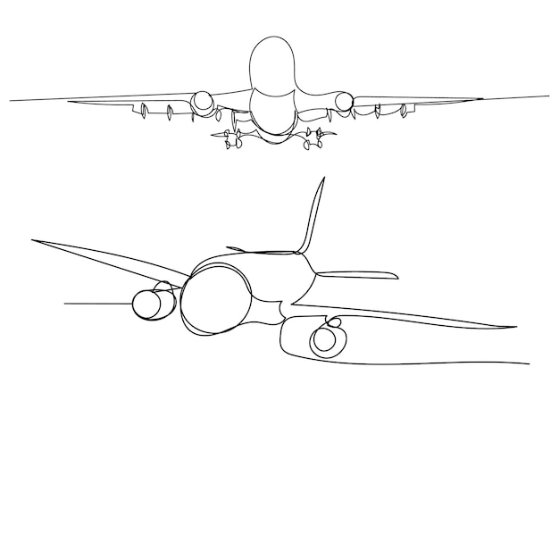 Vecteur vecteur sur un avion de dessin au trait continu fond blanc