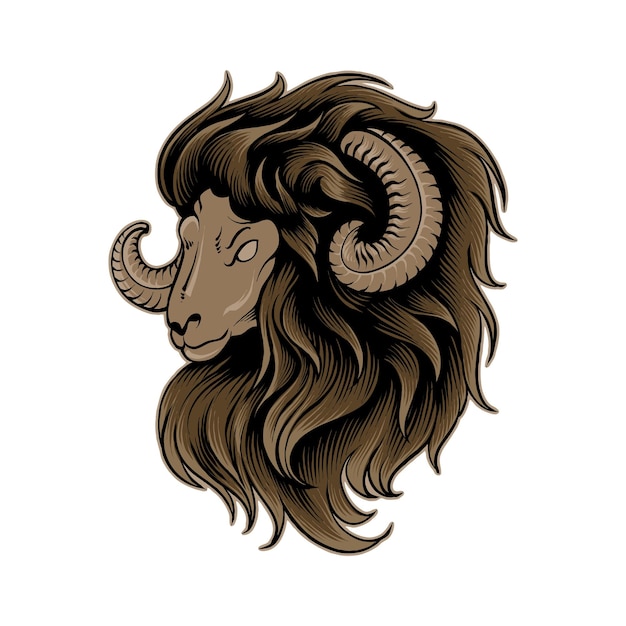 Vecteur vecteur bélier zodiaque tête de chèvre dessin d'illustration