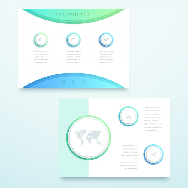 Vecteur bleu paysage page modèle infographique