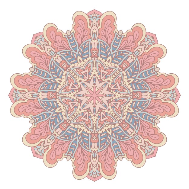 Vecteur Boho Mandala Aux Couleurs Vertes Et Roses Mandala Avec Des Motifs Floraux