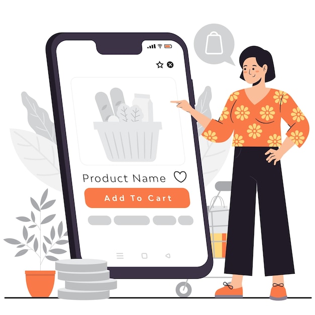 Vecteur de boutique en ligne au design plat
