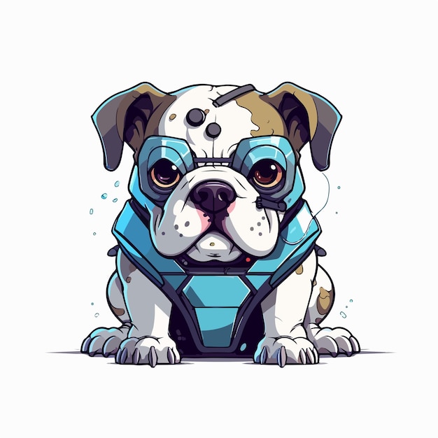 Vecteur le vecteur de bulldog cyberpunk est adorable et simple.