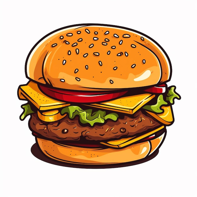 vecteur burger hamburger nourriture illustration icône photo rapide doodle illustrations vectorielles