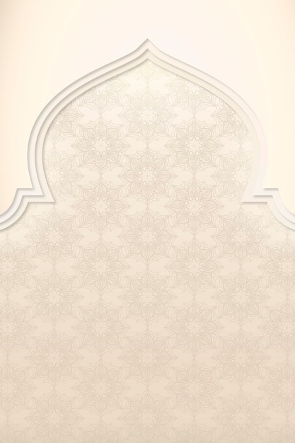 Vecteur de cadre mosquée à motifs beige