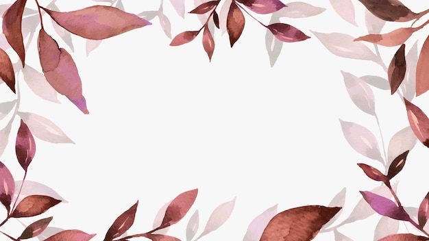Vecteur de cadre à motifs de feuilles aquarelle rose