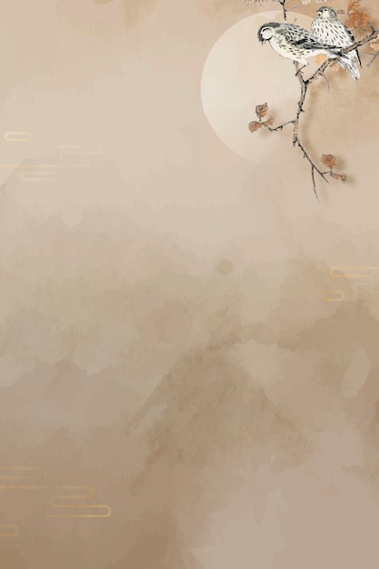 Vecteur de cadre oiseau beige blanc