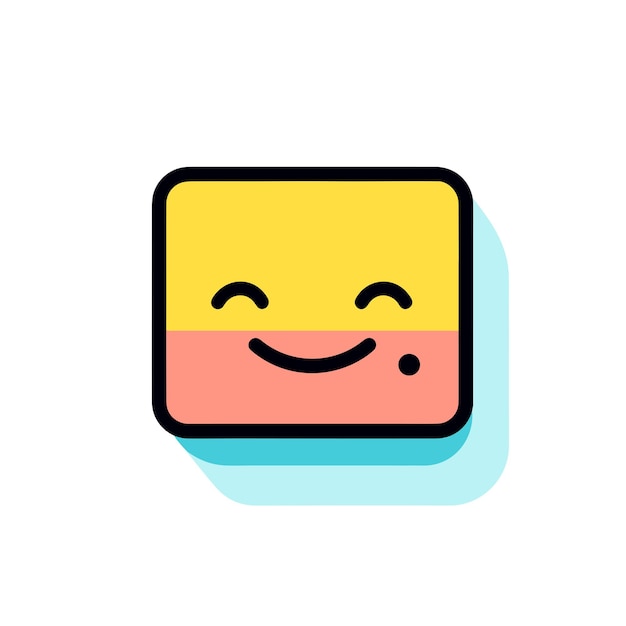 Vecteur vecteur d'un carré plat jaune et rose avec un visage souriant