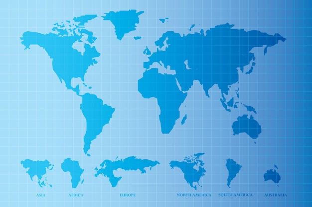 Vecteur de carte du monde imprimé bleu