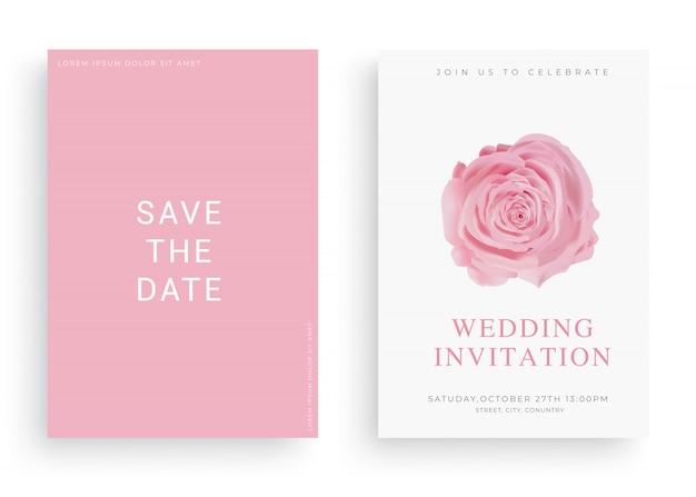Vecteur de carte invitation mariage élégant avec duvet