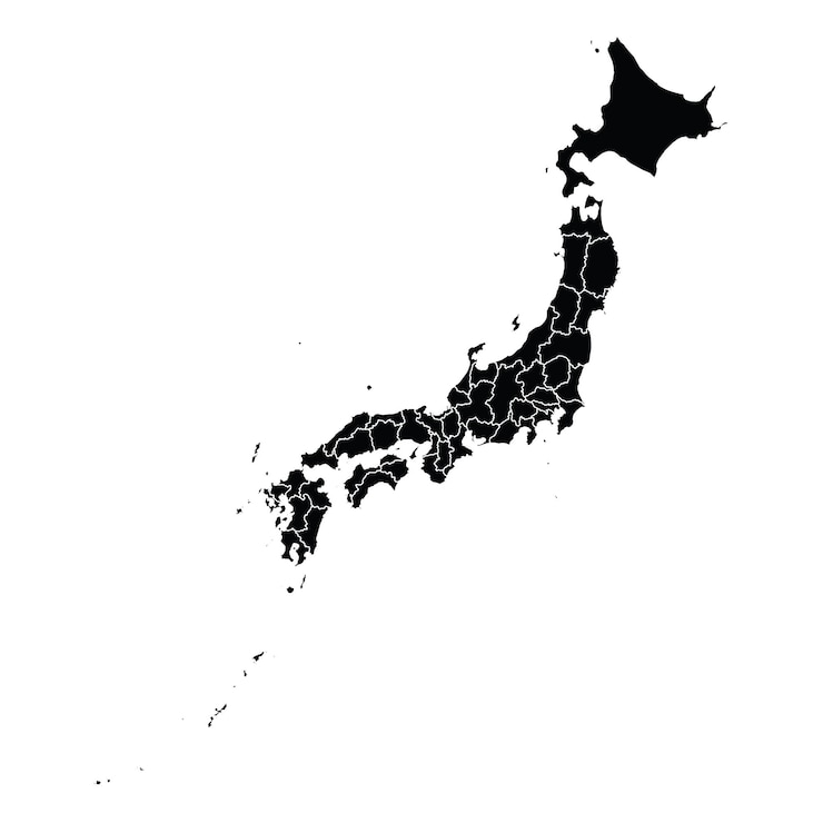Vecteur vecteur de carte de pays japon avec zones régionales