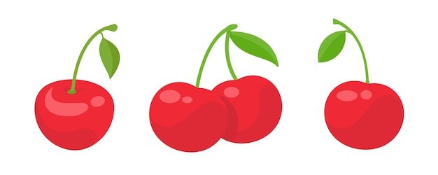 Vecteur de cerises rouge vif brillantes Les baies d'agrumes fournissent des vitamines saines