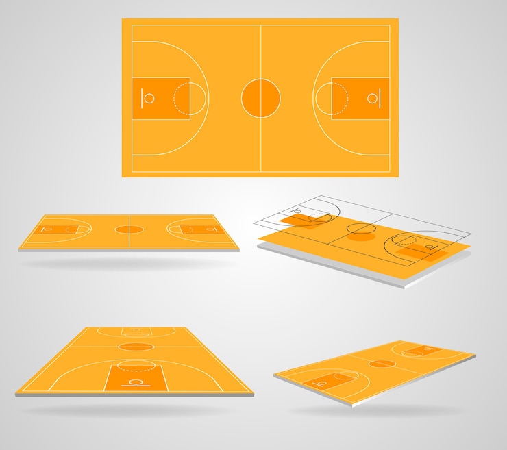 Vecteur vecteur de champ de basket-ball isométrique