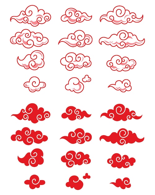 Vecteur chinois de nuages dessiné à la main