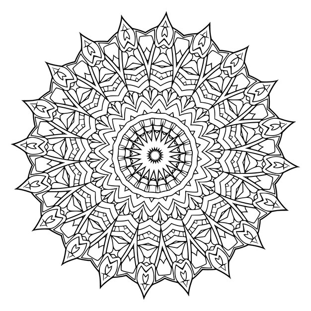 Vecteur circulaire motif mandala design contour illustration vectorielle dessinés à la main ou page de coloriage adulte