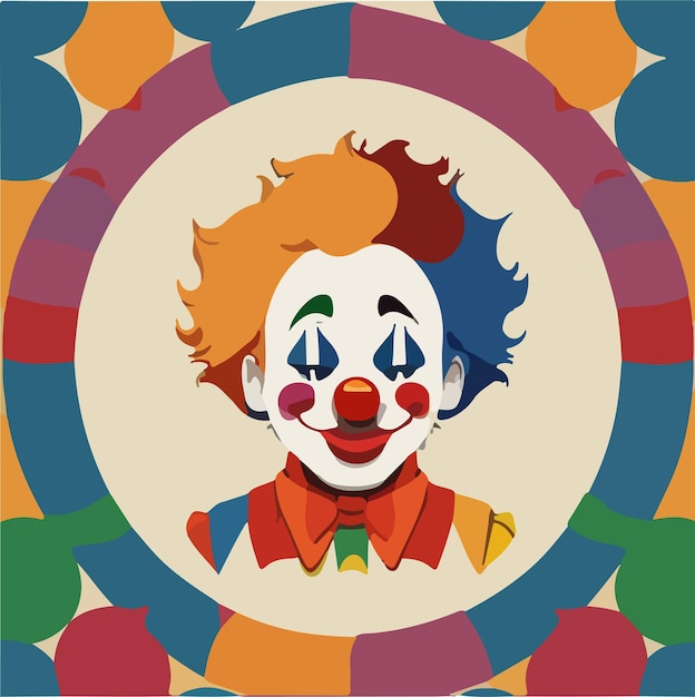 vecteur de clown dans un cadre de cercle coloré
