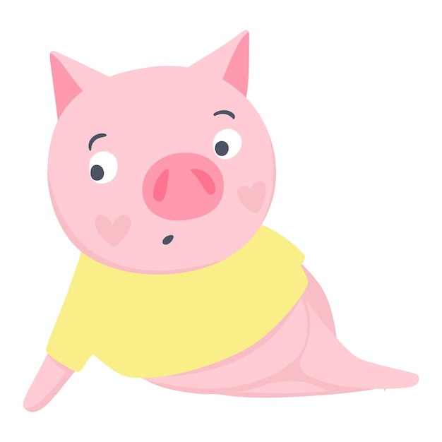 Vecteur de cochon mignon. Animaux de mode. Illustration de porcs isolé sur blanc. Symbole de 2019 sur le calendrier chinois. Personnage drôle.