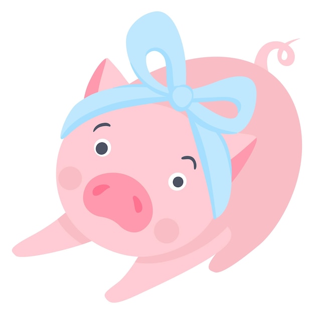 Vecteur De Cochon Mignon. Animaux De Mode. Illustration De Porcs Isolé Sur Blanc. Symbole De 2019 Sur Le Calendrier Chinois. Personnage Drôle.