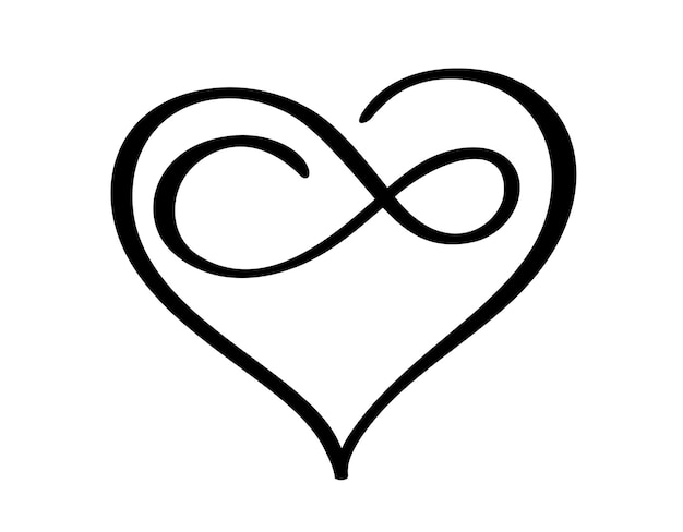 Vecteur Coeur Amour Signe Pour Toujours Infini Saint Valentin Symbole Romantique Logo Lié Rejoindre La Passion