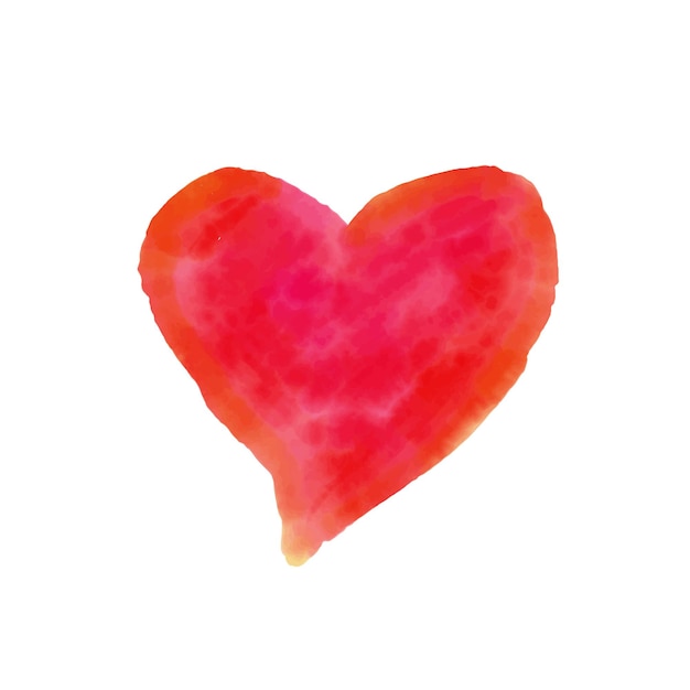 Vecteur de coeur rouge peint à l'aquarelle