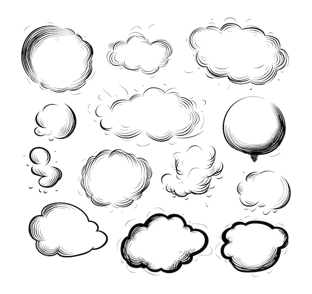 Vecteur de collecte de nuages dessiné à la main