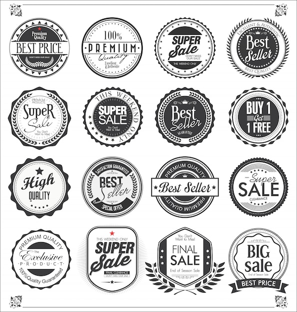Vecteur de collection badges et étiquettes vintage rétro