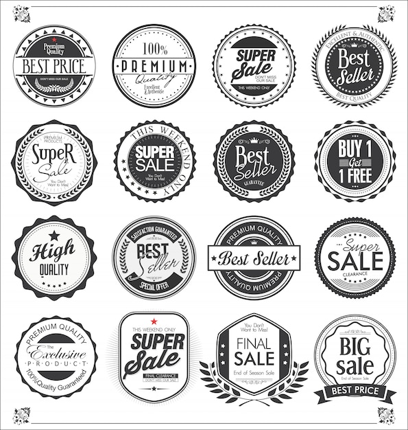 Vecteur De Collection Badges Et étiquettes Vintage Rétro