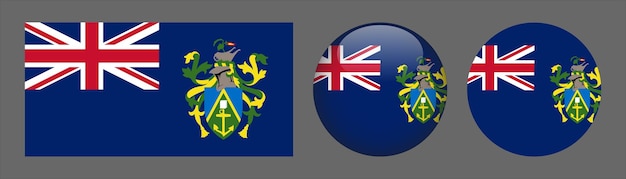 Vecteur de collection de jeu de drapeaux des îles Pitcairn