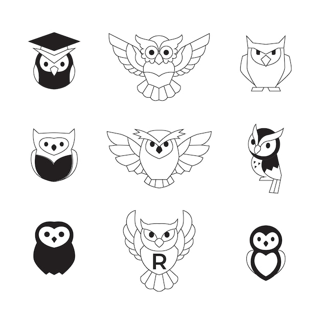 Vecteur De Collection Logo Hibou