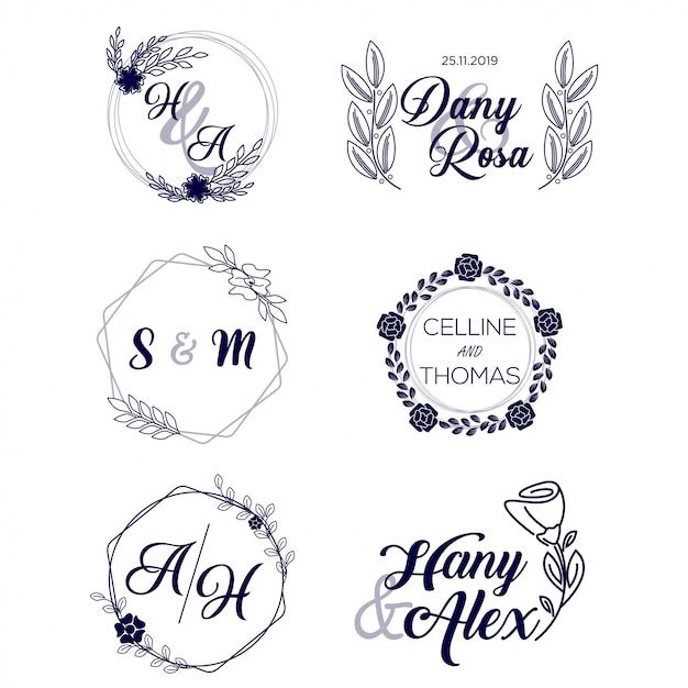 Vecteur De Collection De Logo De Mariage