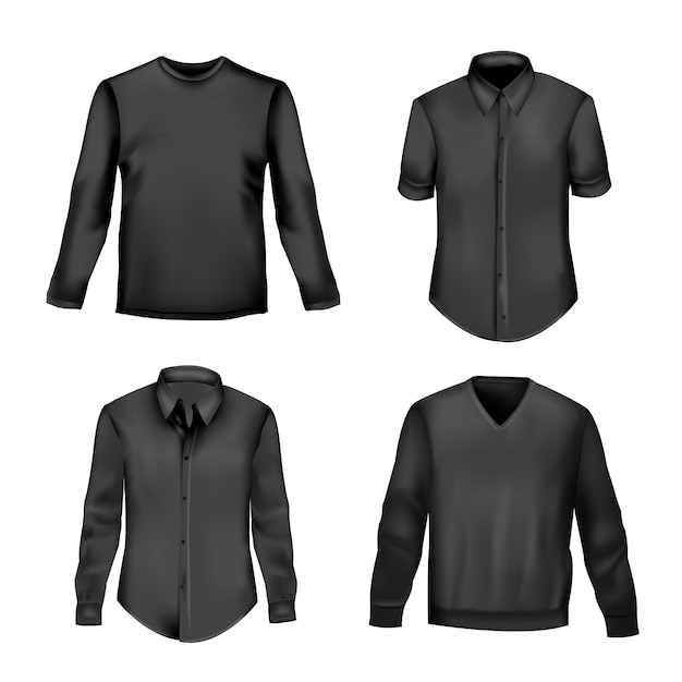 Vecteur de collection de t-shirts noirs masculins Illustration