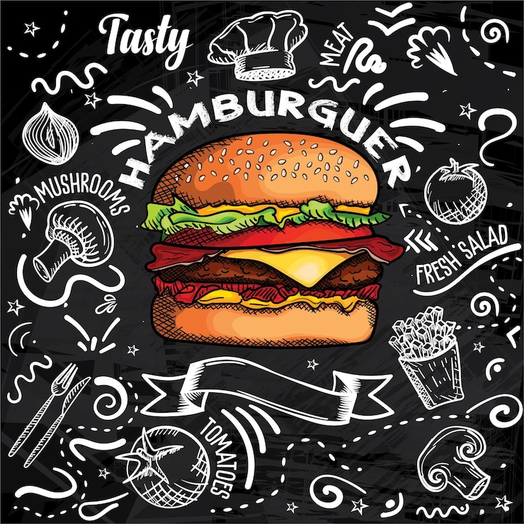 Vecteur vecteur de composition d'illustration de burguer