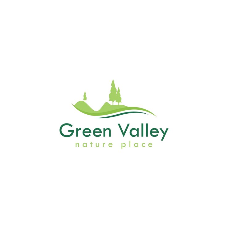 Vecteur de concept de logo Green Valley Modèle de logo de vallée de montagne