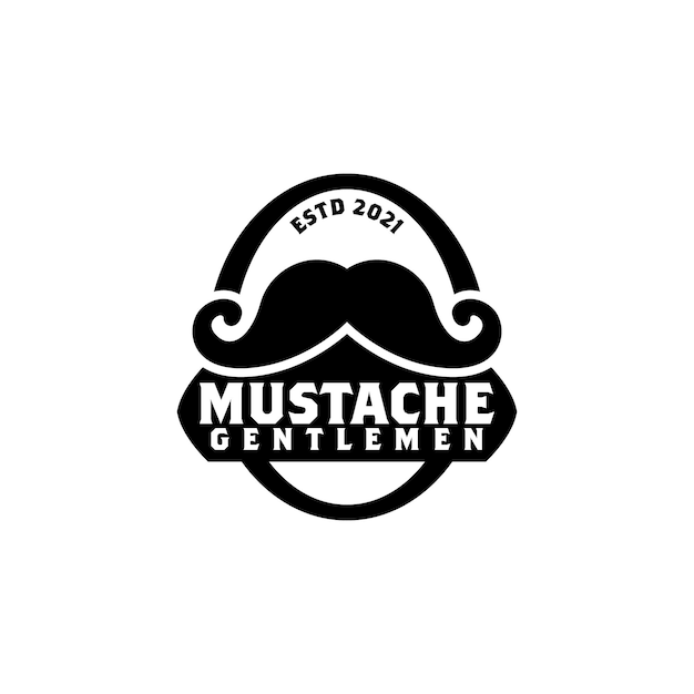 Vecteur De Concept De Logo De Moustache. Logo De Coiffeur Pour Le Style Et La Mode De La Moustache