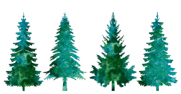 Vecteur de conception d'arbre de Noël silhouette aquarelle isolé