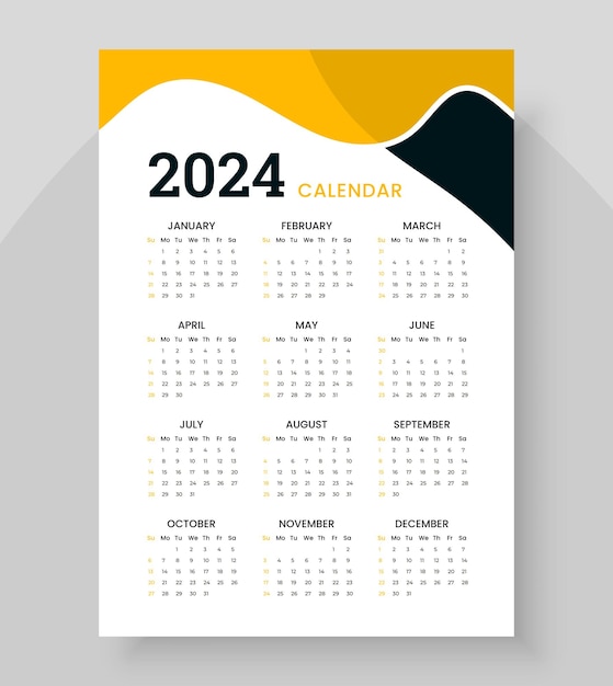 Vecteur De Conception De Calendrier De Bureau Imprimable 2024