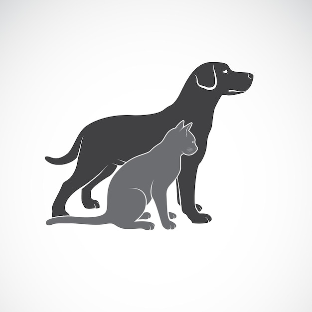 Vecteur d'une conception de chien et chat sur fond blanc. Animal. Logo ou icône pour animaux de compagnie. Illustration vectorielle en couches modifiable facile.