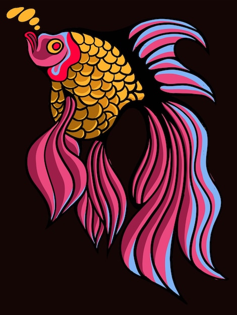 Vecteur de conception de dessin de poisson koi or attrayant