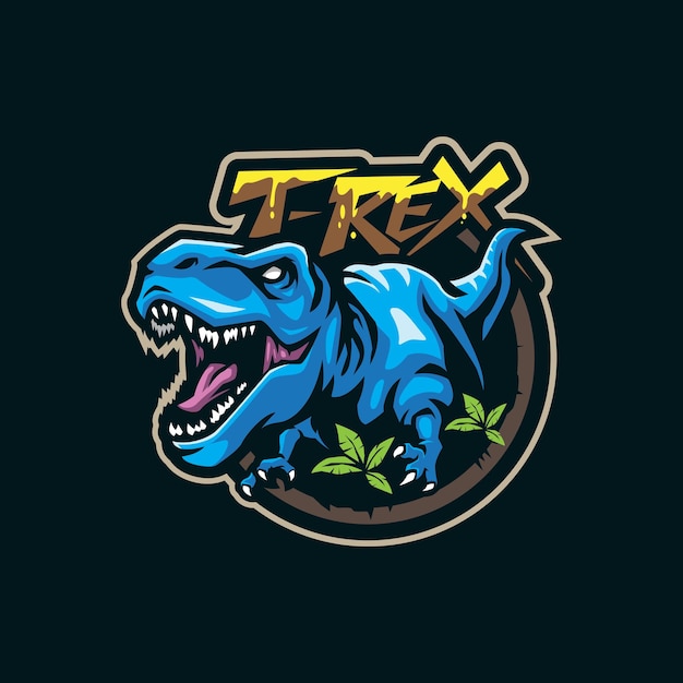 Vecteur le vecteur de conception du logo de la mascotte t rex avec un style de concept d'illustration moderne pour l'emblème du badge et le t-shirt