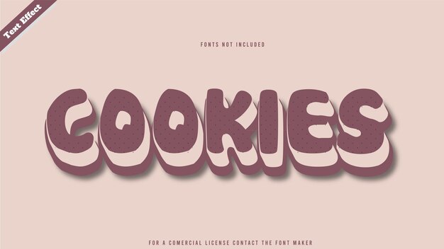 Vecteur De Conception D'effet De Texte De Cookies. Effet De Texte 3d Modifiable