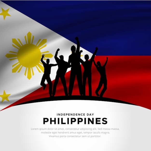 Vecteur vecteur de conception de la fête de l'indépendance des philippines adapté à l'affiche, au dépliant et à la toile de fond de la bannière des médias sociaux