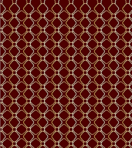 Vecteur De Conception De Fond De Forme Géométrique Décorative Dorée Sur La Couleur Rouge Carmin