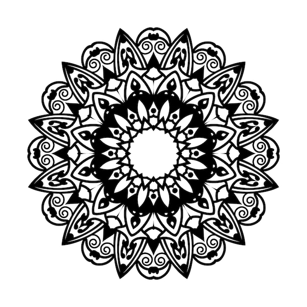 Vecteur de conception de fond mandala abstrait couleurs noir et blanc dessinés à la main