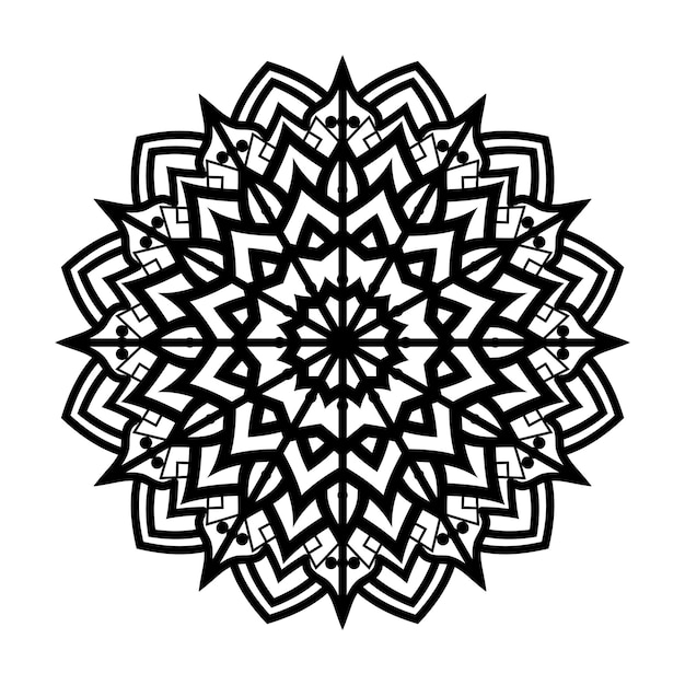 vecteur de conception de fond noir et blanc créatif pour le style artistique de mandala de fleur de lotus dessiné à la main dans le luxe abstrait